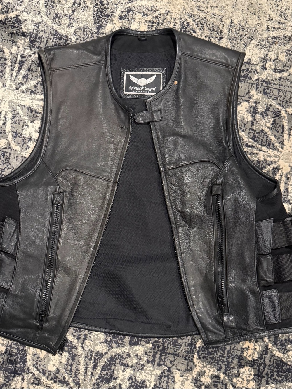 Black Leather Riding Vest by